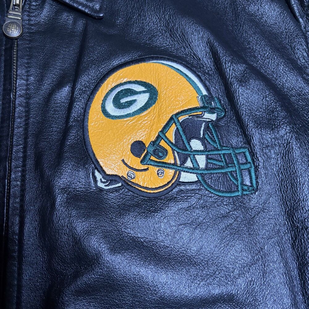 Vintage G-III Carl Banks Green Bay Packers Leather Jacket NFL XL 100% Leather - Picture 2 of 7